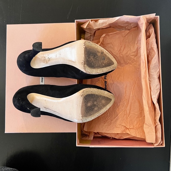 Miu Miu Black Suede Calzature Donna Camoscio 1 Platform Pumps 10B/EU40 fits 9.5 - Picture 13 of 16
